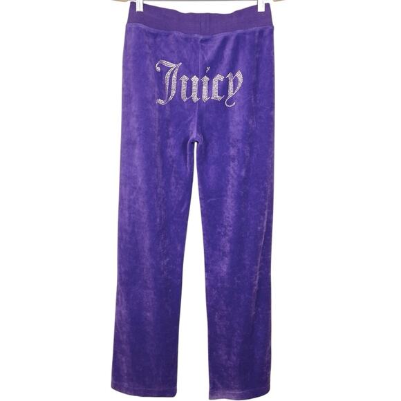 Juicy Couture x Ganni Purple Velour Straight Leg Sweatpants S Y2K - Picture 10 of 11